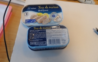 CAN OFFER COD LIVER  CLUB CAN 121 GR  FRENCH LABEL ONE CONTAINER